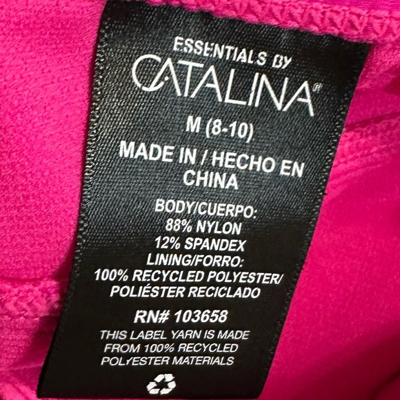 Essentials by CATALINA  Pink One Piece Swimsuit with Ruched Bodice Size M (8-10) - Picture 5 of 9